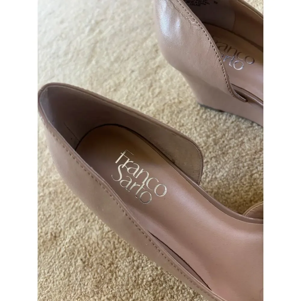 Franco Sarto Felice Nude Leather Pointed-Toe D'Orsay
